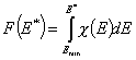 integral (cumulative) energy distribution F(E) - definition by χ(E)