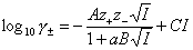 Debye-Hückel formula - average activity coefficient